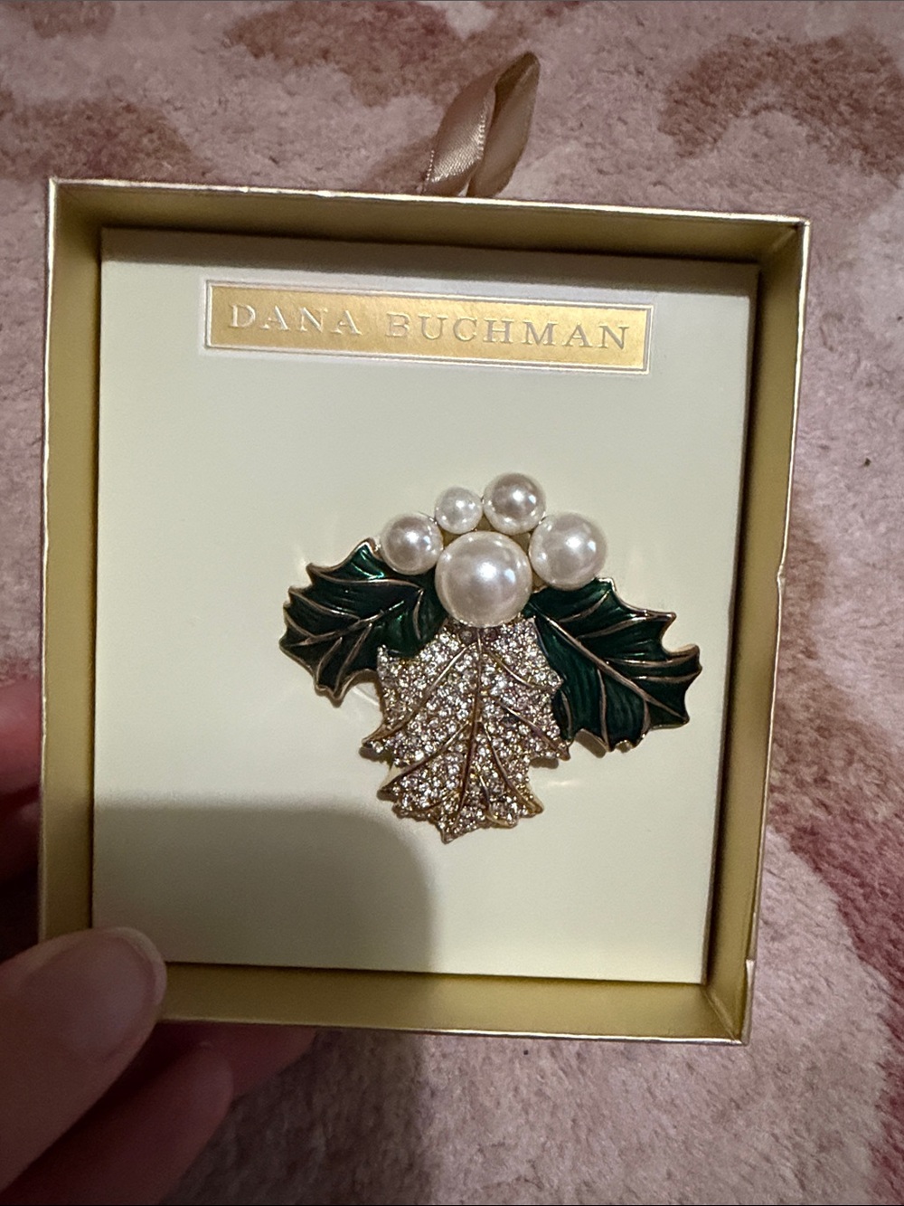 Dana Buchman Gold and Cream Holiday Brooch
